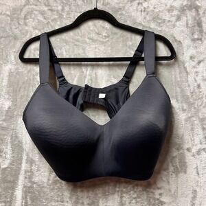 Auden Black Lightly Lined Wirefree Bra Plus Size 42DDD, Adjustable Straps